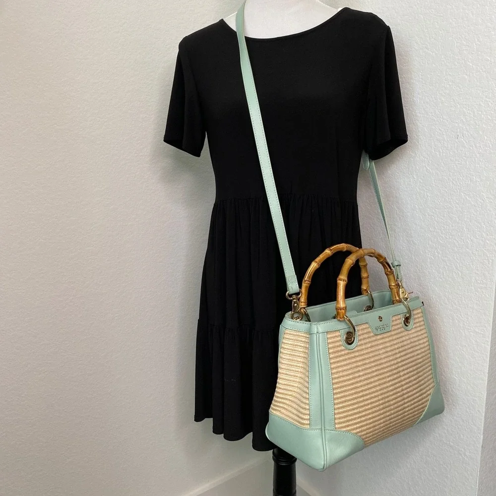 Spartina 449 Sea Salt‎ Bamboo Chic Satchel Bamboo Handle Crossbody Bag Coastal